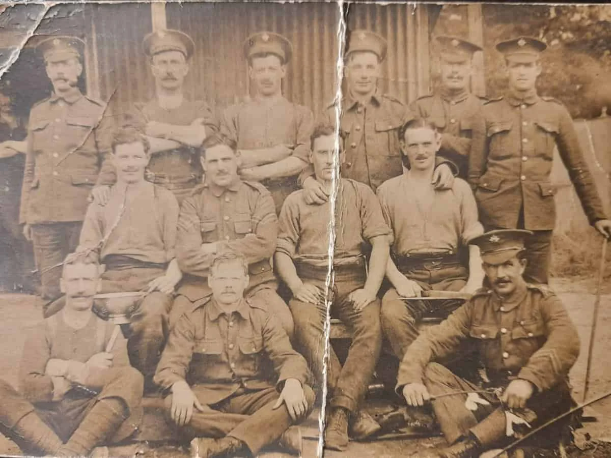 Old group photo restoration before